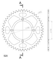 Supersprox Alu-Kettenrad 520 - 48Z (orange) RAL-720:48-ORG|ID 110,0 LK 132,0 4-Loch