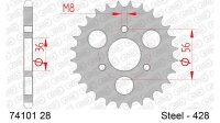 DC AFAM Stahl-Kettenrad 428 - 28Z (Silber) 74101-28| ID 36 LK 56 3-Loch